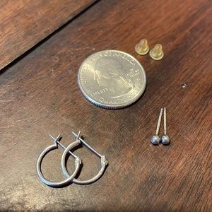 Silver Ball and Hoop Earrings